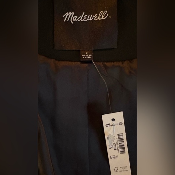 NWT, Madewell Black Utility Jacket, Cropped with Shoulder Epaulets, Size 2 - Picture 7 of 7